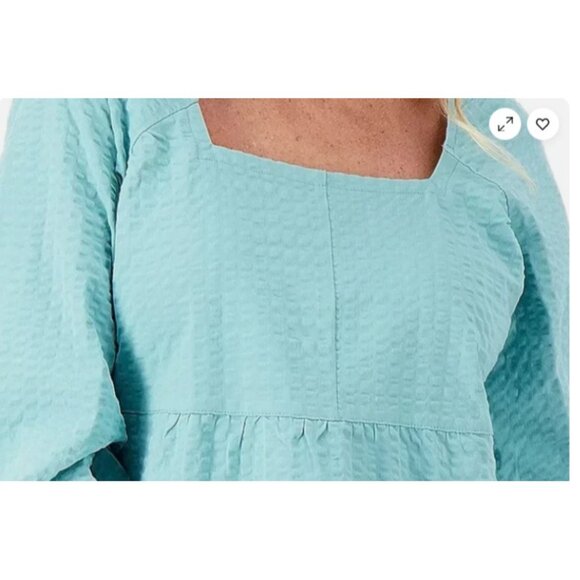 Denim & Co. Tiered Top with Elastic Neckline Gulf Blue XS A602889 - Picture 2 of 2